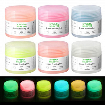 xTool Glow in The Dark Color Screen Printing Ink Set (6 Colors)