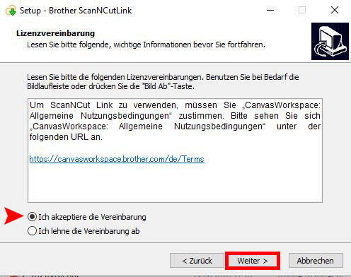 Lizenzvereinbarung akzeptieren