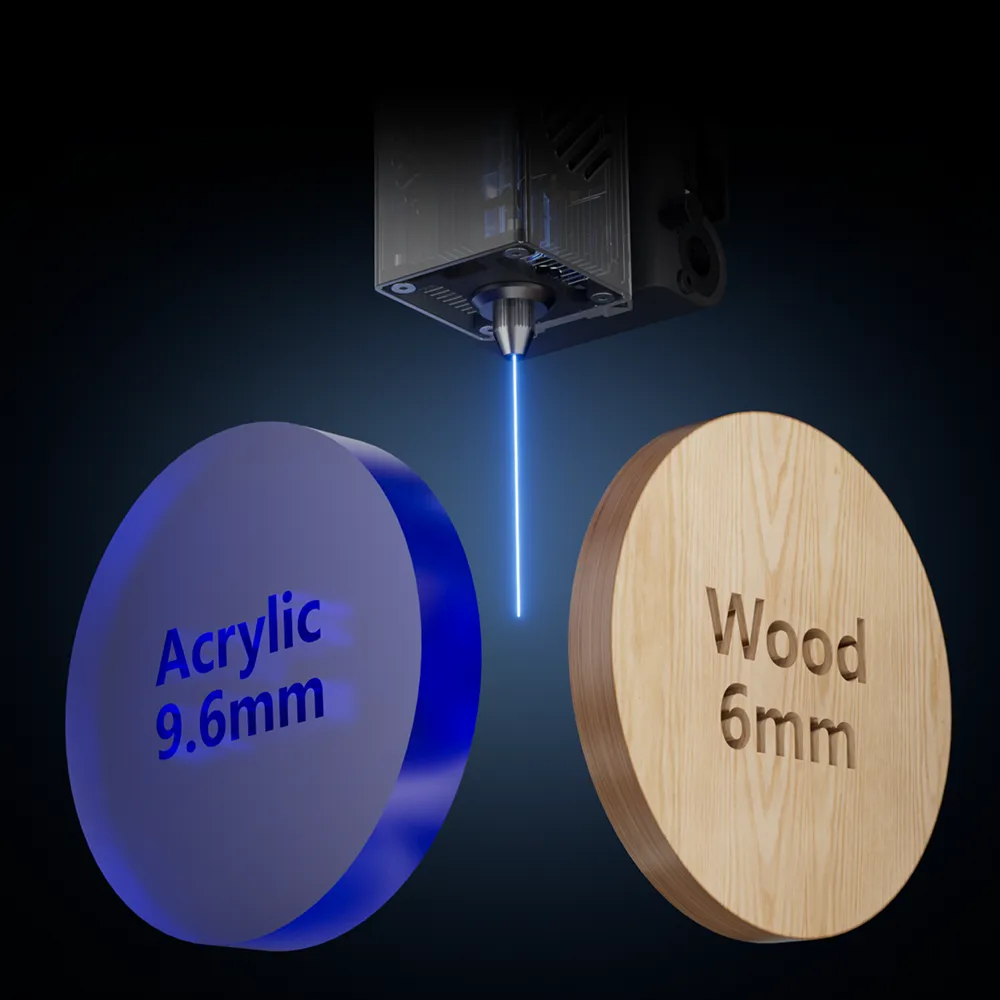 Beispiele aus Acryl und Holz mit dem Creality Laser geschnitten.