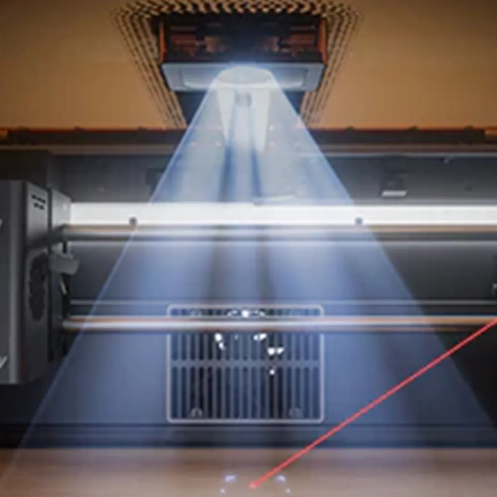 Der A1 Pro stellt seinen Fokus mithilfe einer Kamera Automatisch auf Ihre Materialien ein.