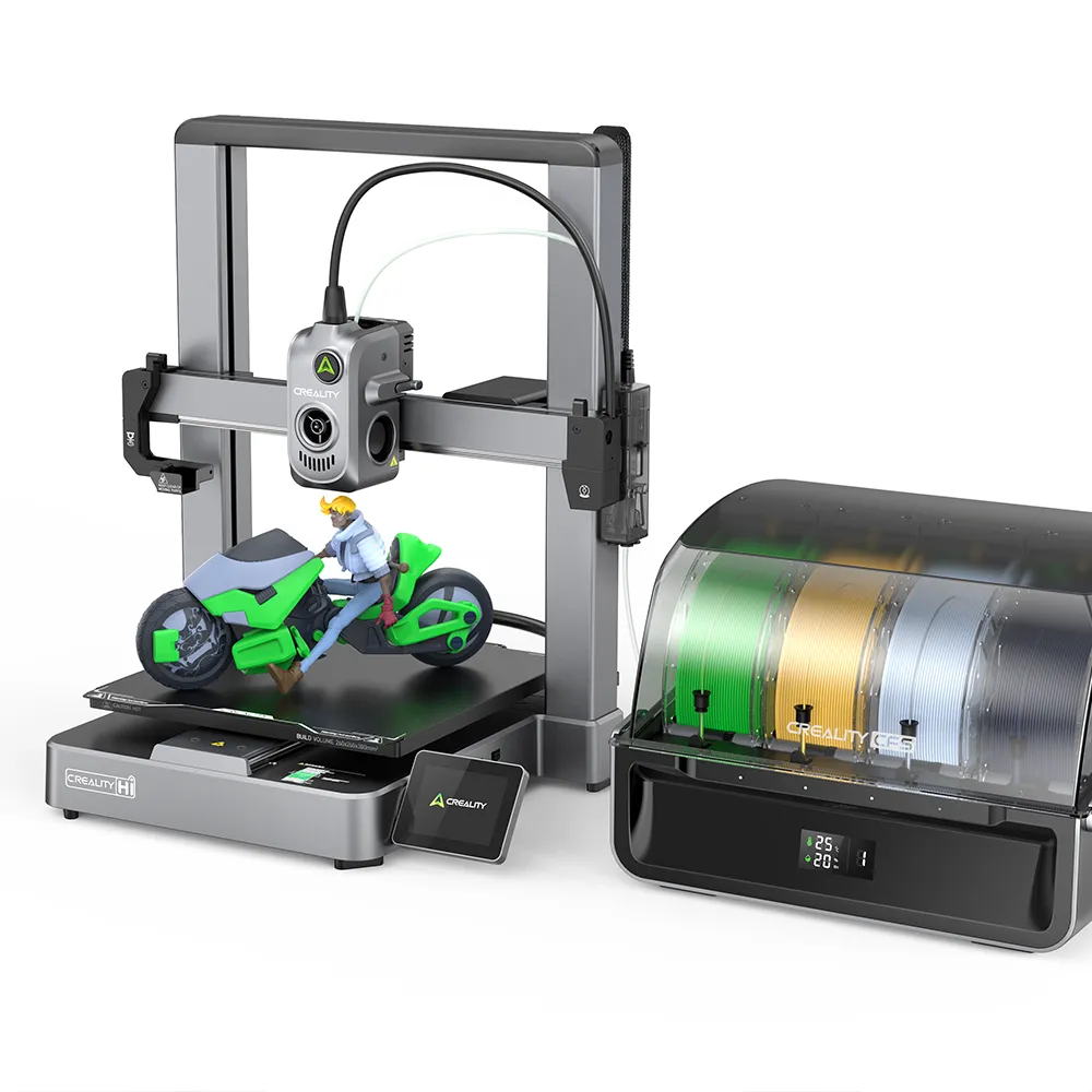 Das CFS System kann an den HI 3D Drucker angeschlossen werden.