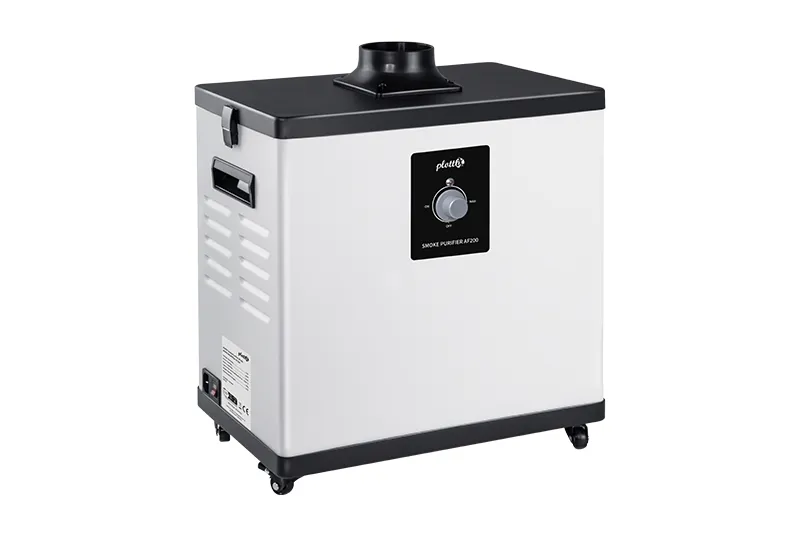 Der AF200 Abluftfilter für Laser von plottix ist mit vielen unterschiedlichen Lasercuttern kompatibel.