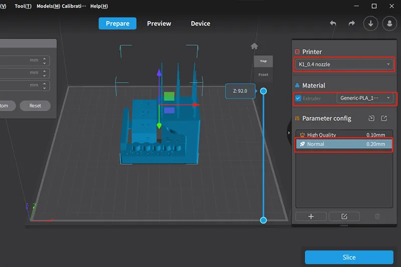 In der Software können Sie Ihr 3D-Modell schnell und einfach platzieren und unterschiedliche Parameter einstellen.