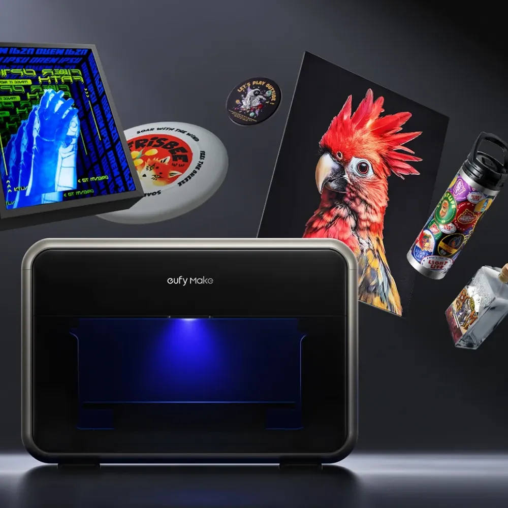 Günstig, Vielseitig und unglaublich kreativ! Mit dem eufyMake E1 UV Drucker können Sie in eine kunterbunte Welt eintauchen.