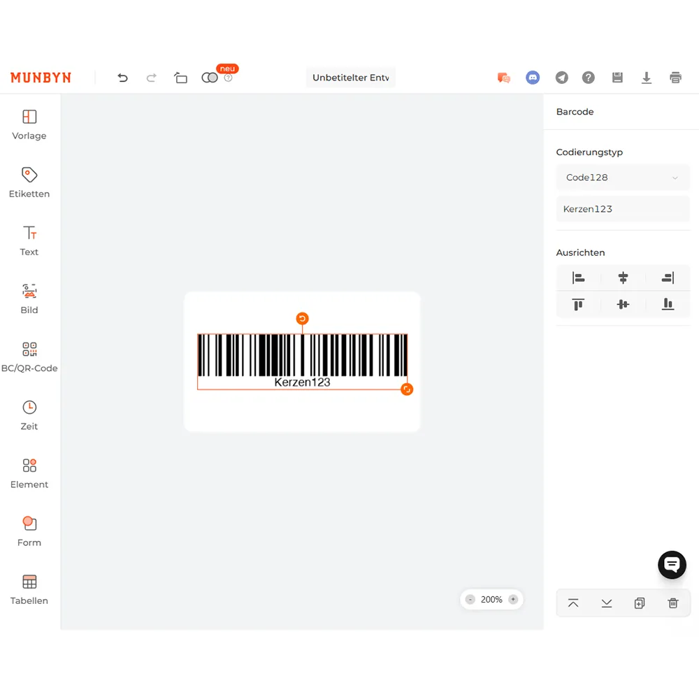 In der Munbyn-Software können Sie auch schnell und einfach eigene Barcodes erstellen: Wählen Sie einfach den Codierungstyp aus, fügen Sie den Inhalt ein und fertig