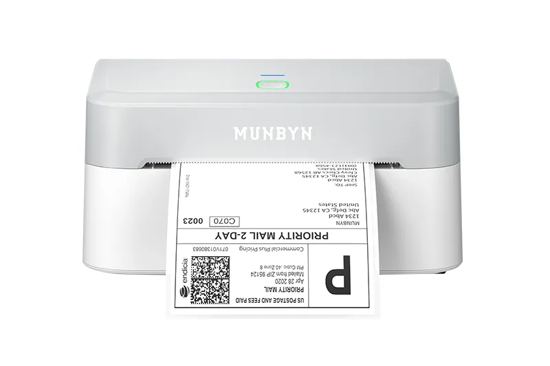 Der Thermodrucker RW403B von Munbyn eignet sich ideal für Kleinunternehmen und alle, die eine hohe Anzahl an Versandetiketten drucken möchten.