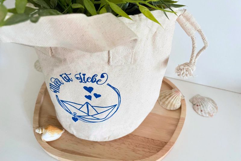 Meer ist Liebe Plotterdatei auf Zugbeutel