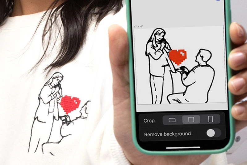 In der Brother Artspira App können Sie Bilddateien einfach in Stickdateien umwandeln.
