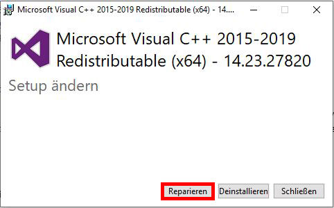Microsoft Visual C + + reparieren