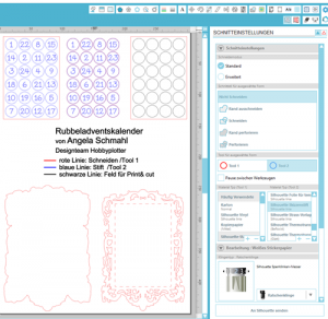 Werkzeugeinstellungen SILHOUETTE CAMEO