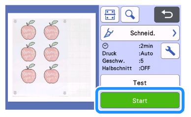 Scan- und Schneidevorgang starten